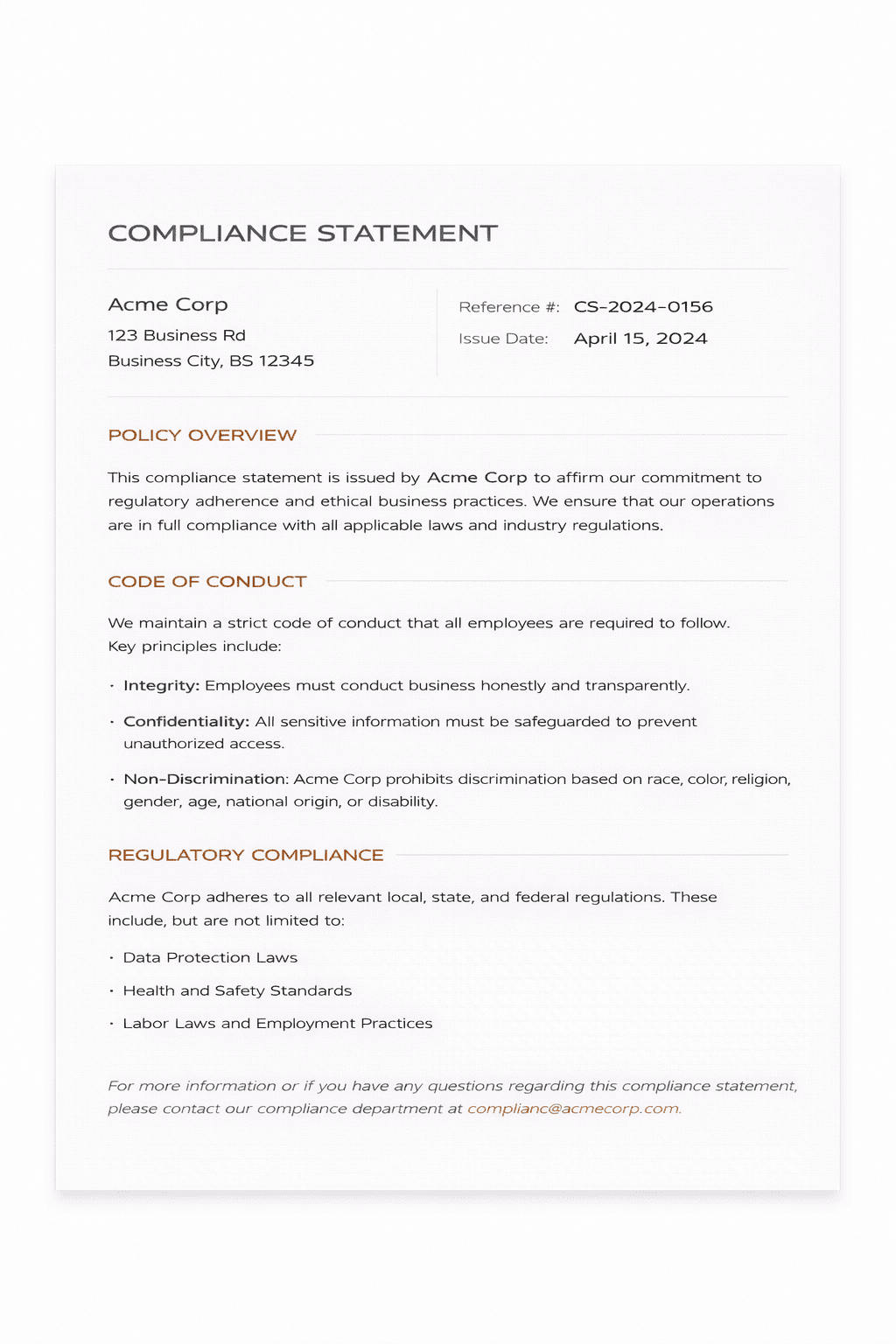Compliance Statements